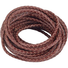 5.5 Yard 3mm Round Folded Bolo PU Braided Leather Cord Bolo Tie for Necklace Bracelet Jewelry Making Brown