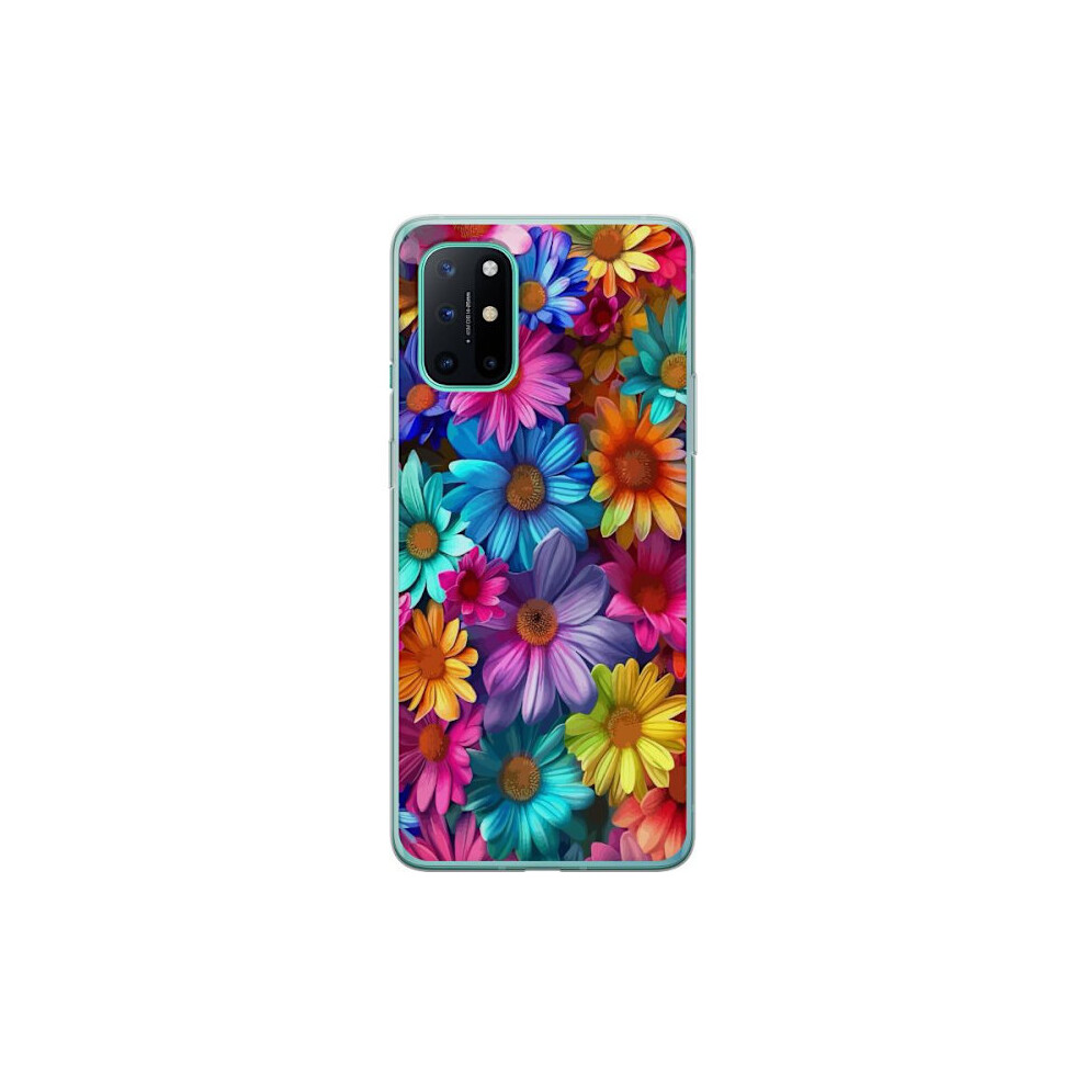 Compatible With Oneplus 8T Transparent Case Gerbera Flowers Colorful Decor Floral Motif Popular Home Decor Color Rich Wall Art Design 9418476333125