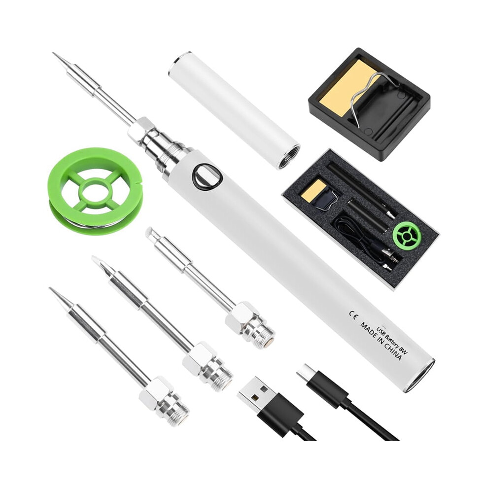 Cordless Soldering Iron Kit Cordless Soldering Iron Built-In 1100Mah Battery, 3 Temperature Adjustment Settings White 9418476333347