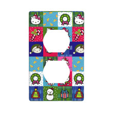 Hello Kitty Christmas Print 2.76x4.5 Inch Wall Panel, PC Material Double Socket Decorative Cover, Compatible with Home Bedroom Kitchen Decoration