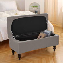 Rectangle Ottoman Slipcover High Elastic Footrest Stool Slipcover Furniture Protector Covers Polyester Fiber Thick Office Home Bedroom Dark Gray