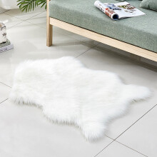 Avtoify Wool Imitation Sheepskin Rugs Faux Non Slip Bedroom Carpet Mats White