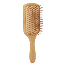 Hair Brush Bamboo Elastic Silicone Ergonomic Handle Rounded Teeth Portable Hair Paddle Brush for Women Quadrate Chiyuantao