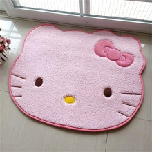 Cute Cartoon Cat Area Rug Ultra Soft Plush Pink Oval Shaggy Rug NonSlip for Nursery Bedroom