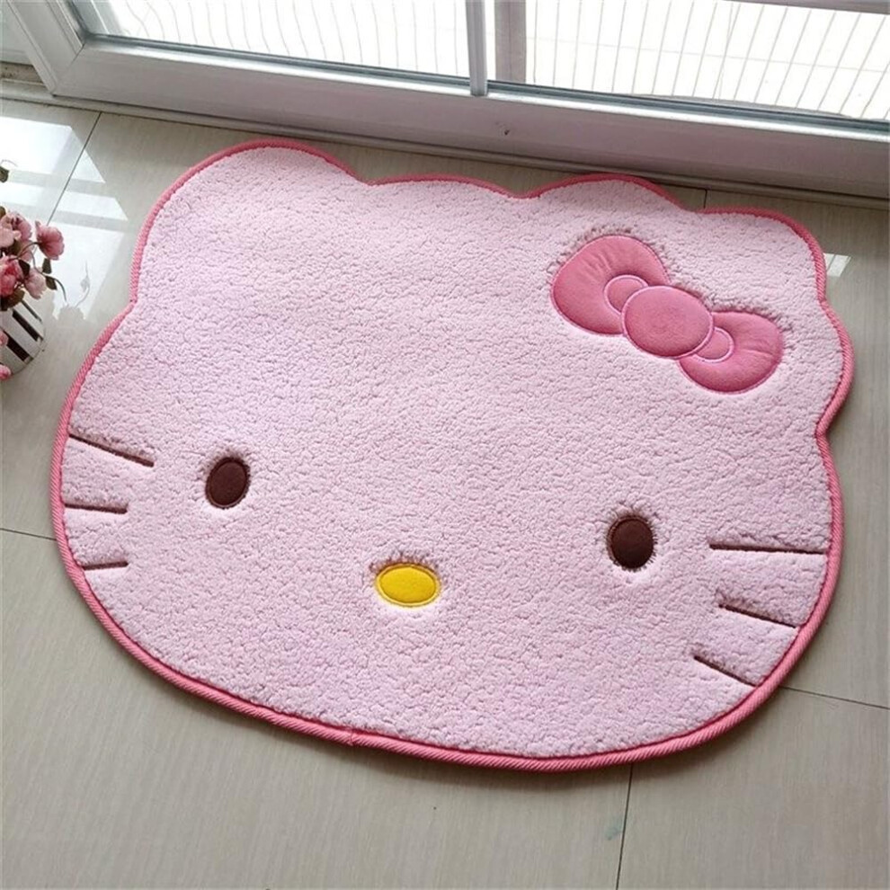 Cute Cartoon Cat Area Rug Ultra Soft Plush Oval Shaggy Rug Nonslip For Nursery Bedroom Pink