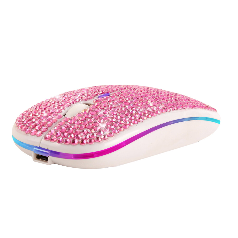 Quinlirra Bluetooth Mouse, Bling Dazzling 2.4Ghz Rechargeable Wireless Mouse Slim With Usb Receiver, Compatible With Notebook, Pc, Laptop, Computer, 9170372845729