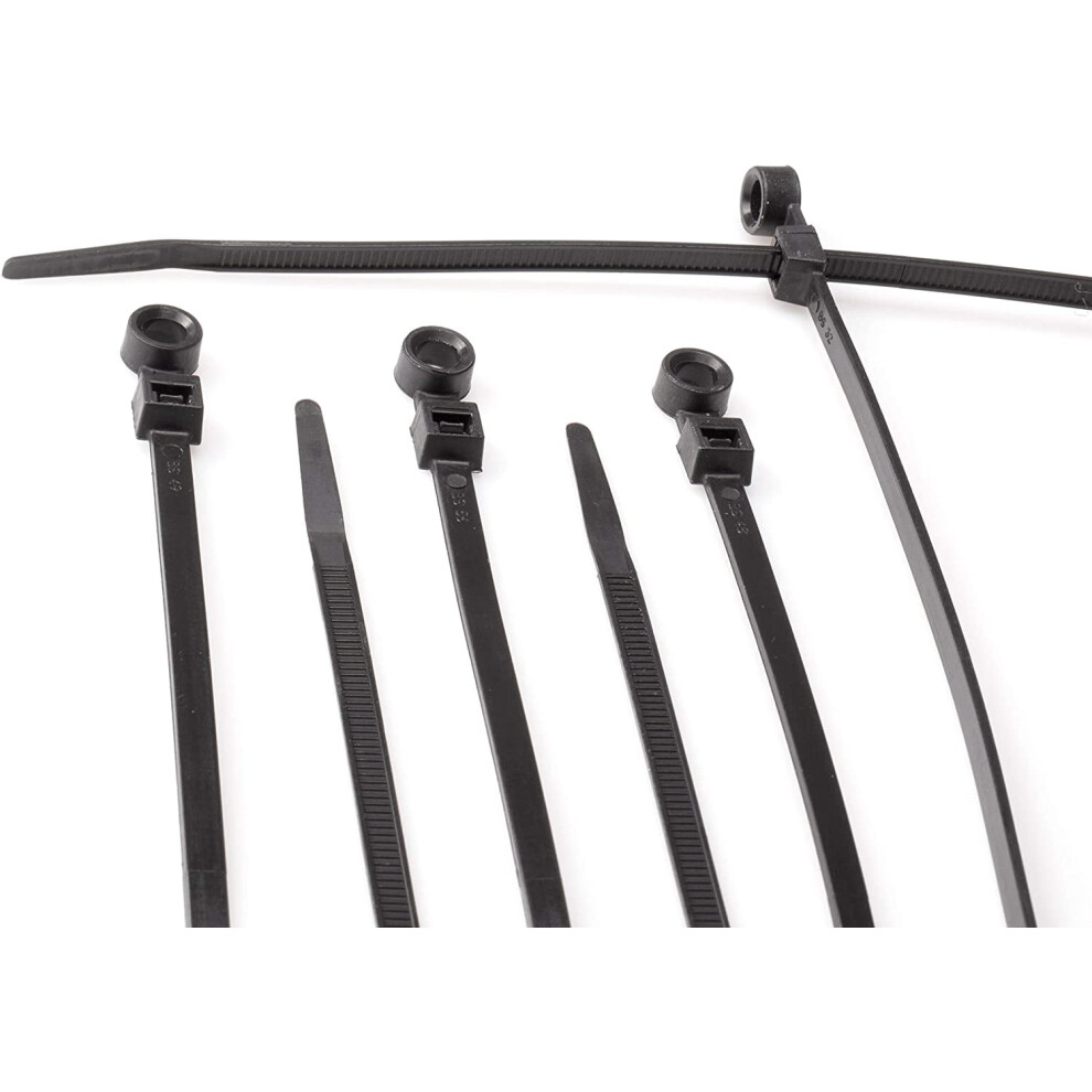 11 Inch Black Nylon Zip Ties - Strong Zip Tie, Wire Ties - Indoor And Outdoor Rated -Screw Mounting Hole, Zip Ties 9170372845736