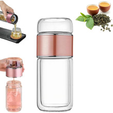Infusifie Tea Infuser Bottle, 3-in-1 Glass Tea Maker for Loose Leaf, Portable Water Separation Cup, compatible with tea accessories