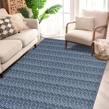 Haperlare 5'x7' Woven Solid Print Area Rugs for Bathroom Blue Rugs for Dining Room Non Shedding Home Office Carpet