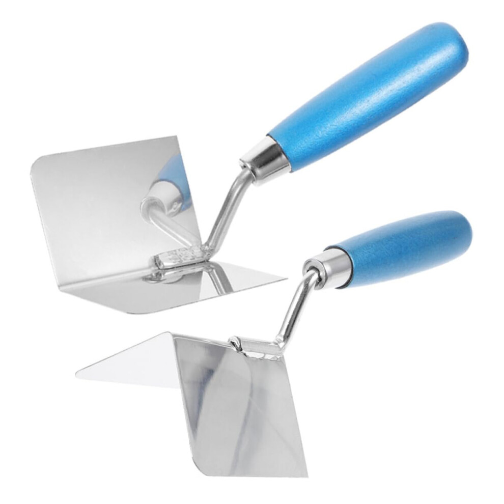 2Pcs Stainless Steel Drywall Corner Trowel Set With Ergonomic Grip For Precise Plaster Finishing 9455672618175