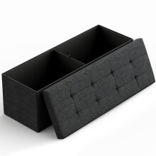 43 Inch Folding Storage Ottoman Bench with Hidden Storage for Living Room and Bedroom, Black
