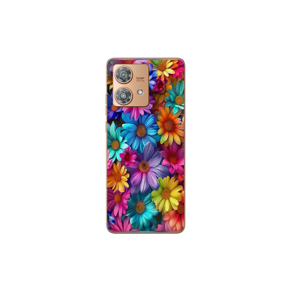 Motorola Edge 40 Neo Transparent Case Gerbera Flowers Colorful Decor Floral Motif Popular Design 9165521392896