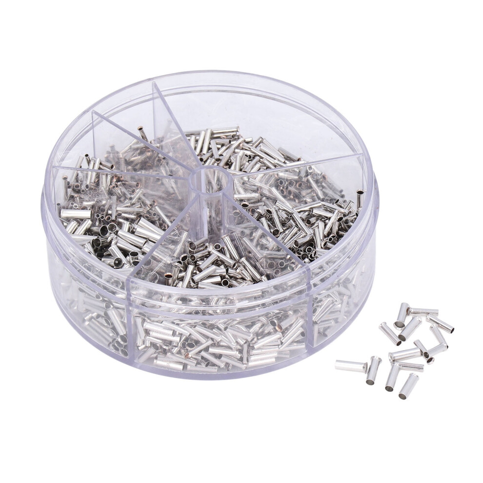 Delaman 1900Pcs Wire Ferrule, Wire Ferrule Non Insulated Connector Crimp Terminal Set Kit For Diy 9165521393183