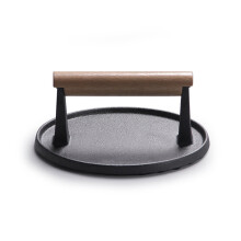 Lksixu Hamburger Press,Cast Iron Grill Press,Heavy Duty Smash Meat,Bacon,Steak & Burger Press with Wooden Handle for Blackstone Griddle