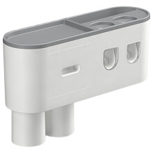 Automatic Toothpaste Dispenser with 2 Cups, No Drill Wall Mounted Toothbrush Holder and Storage Shelf