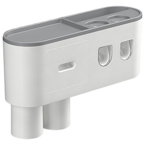 Automatic Toothpaste Dispenser with 2 Cups, No Drill Wall Mounted Toothbrush Holder and Storage Shelf