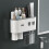 Automatic Toothpaste Dispenser with 2 Cups, No Drill Wall Mounted Toothbrush Holder and Storage Shelf 2