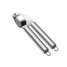 Stainless Steel Garlic Press and Crusher with Ergonomic Handle, Easy Clean Slicer Mincer Chopper (Blue Silver)