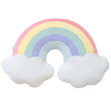 Cloud Throw Pillow with Cheerful Rainbow Design Soft Plush Cushion for Kids Room and Sofa