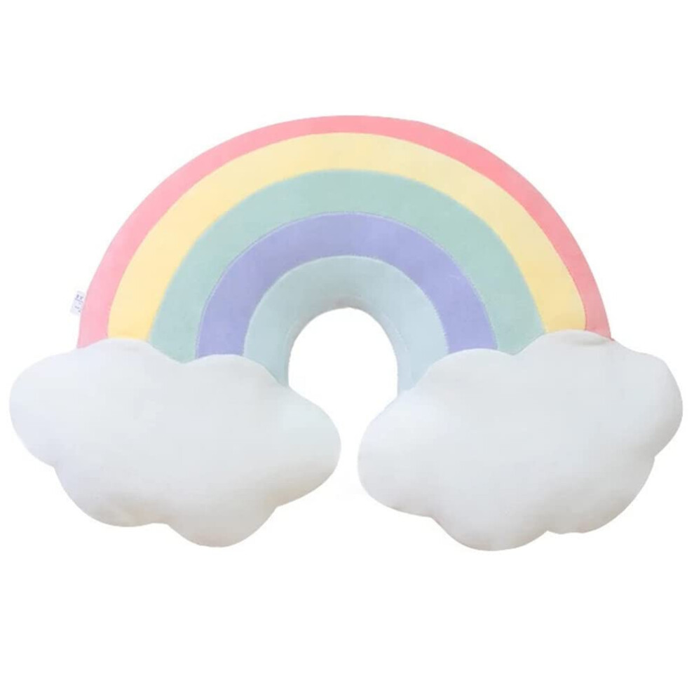 Cloud Throw Pillow with Cheerful Rainbow Design Soft Plush Cushion for Kids Room and Sofa