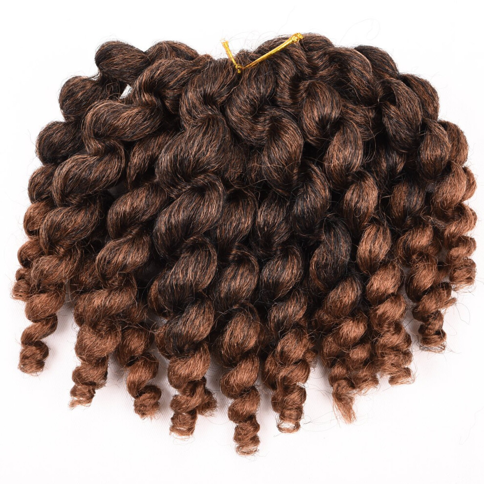 Unisex Ombre Curly Crochet Hair Extensions Jamaican Bounce Wand Curl T1b/30 For Women 3 Packs