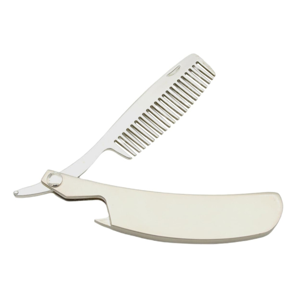 Unisex Beard Comb With Precise Line Shaping, Antistatic Zinc Alloy Dual Hair And Beard Grooming Tool