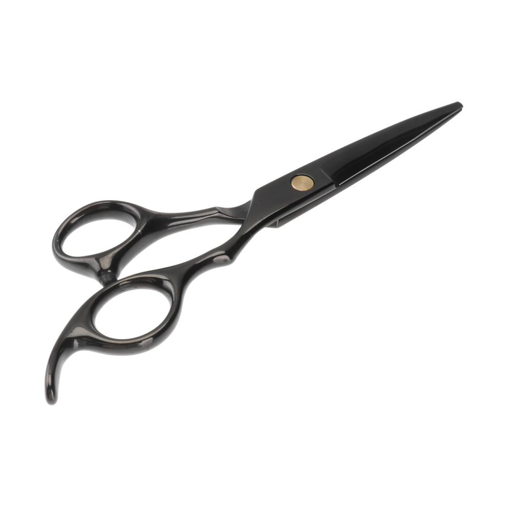 Black Professional Hair Cutting Scissors 6.0 Inch Barber Shears With Finger Rest Ergonomic Grip