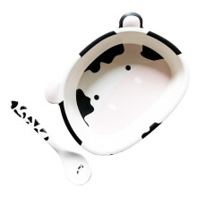Cartoon Cow Dessert Bowl Ceramic Serving Bowl with Spoon for Breakfast Snack Fruit Salad