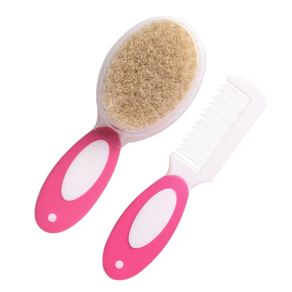 Baby Hair Brush And Comb Set For Newborns Soft Bristle Gentle Scalp Care Grooming Kit Pink
