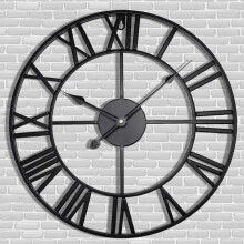 Large Wall Clock 24 Inch Metal Skeleton Silent Quartz Vintage Roman Numeral Distressed Frame