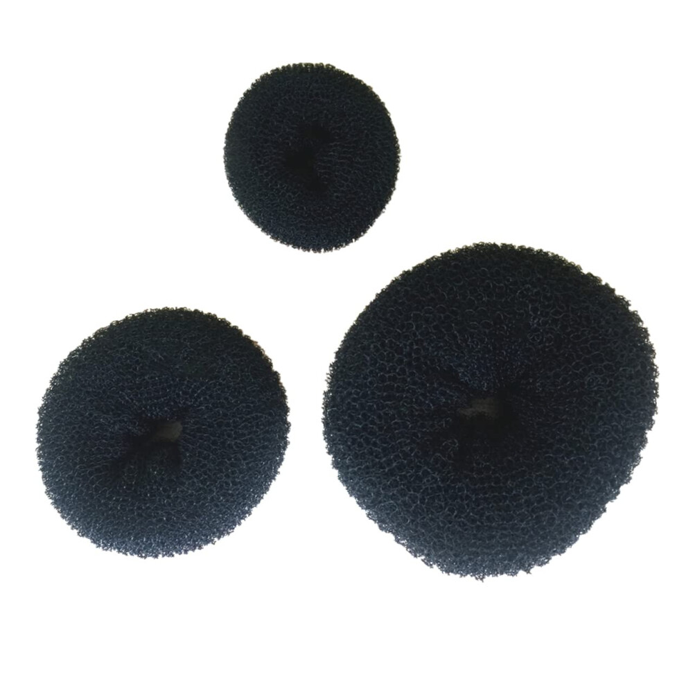 Black Hair Bun Maker Set, 3Pcs Sponge Donut, Easy Updo Styling Tool For Ballet And Dance, No Damage