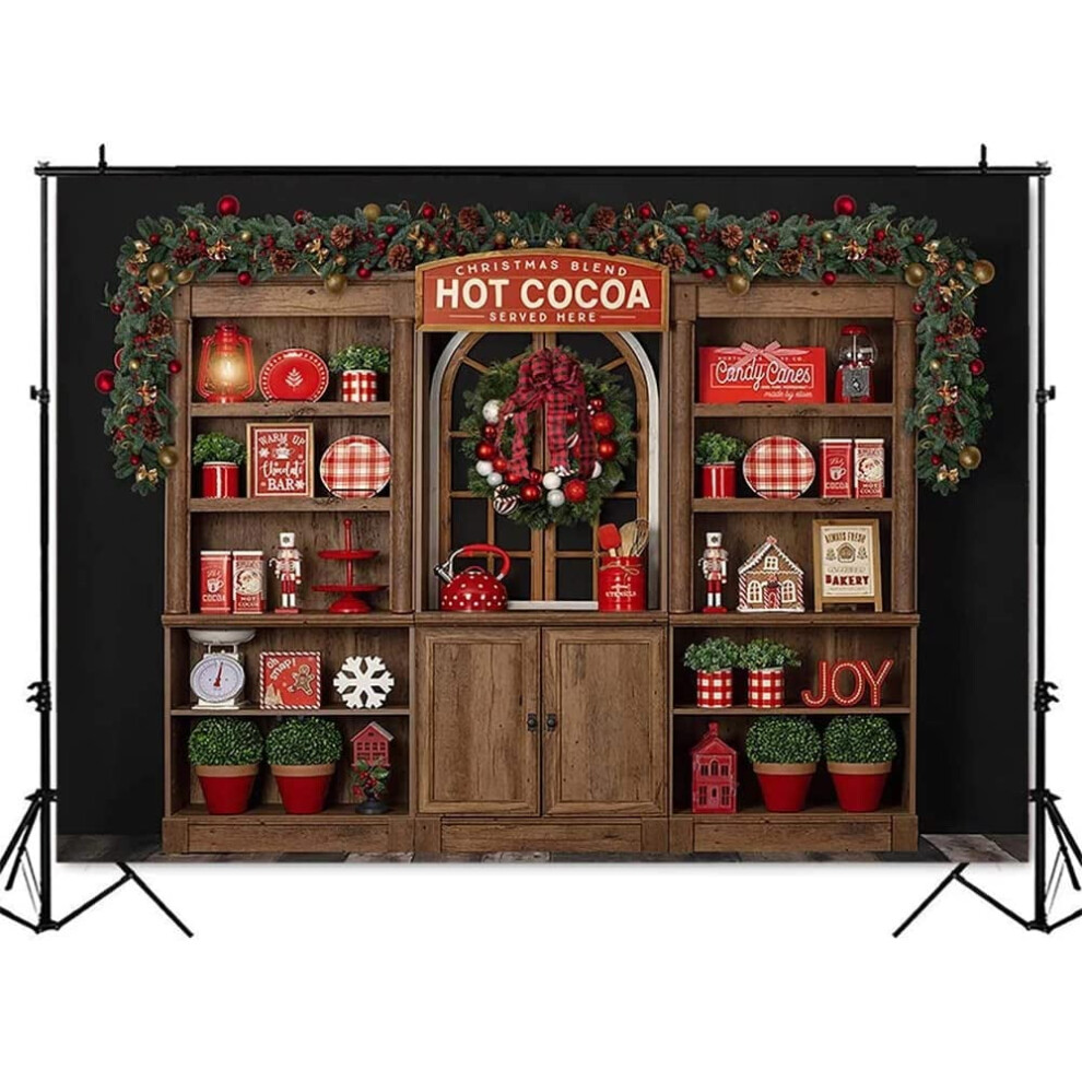 Christmas Hot Cocoa Shop Backdrop For Photography Kitchen Cupboard Kid Children Background For Photo Studio Photocall 9180479508106