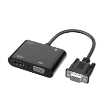 VGA to HDTV + VGA Converter Computer Connect Monitor Tv Dual Screen with Display Adapter Cable with Power Converter