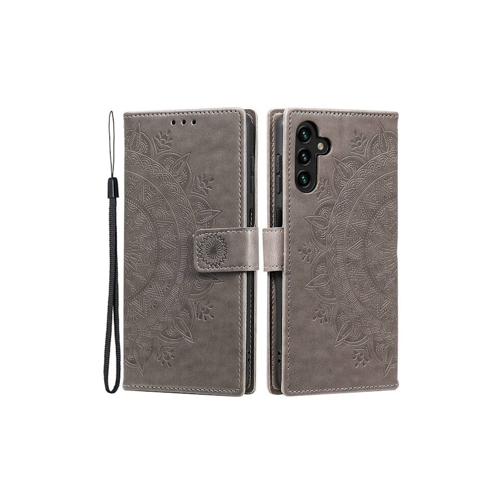 Skalo Compatible With Samsung A54 5G Mandala Wallet Case - Gray 9180479509103