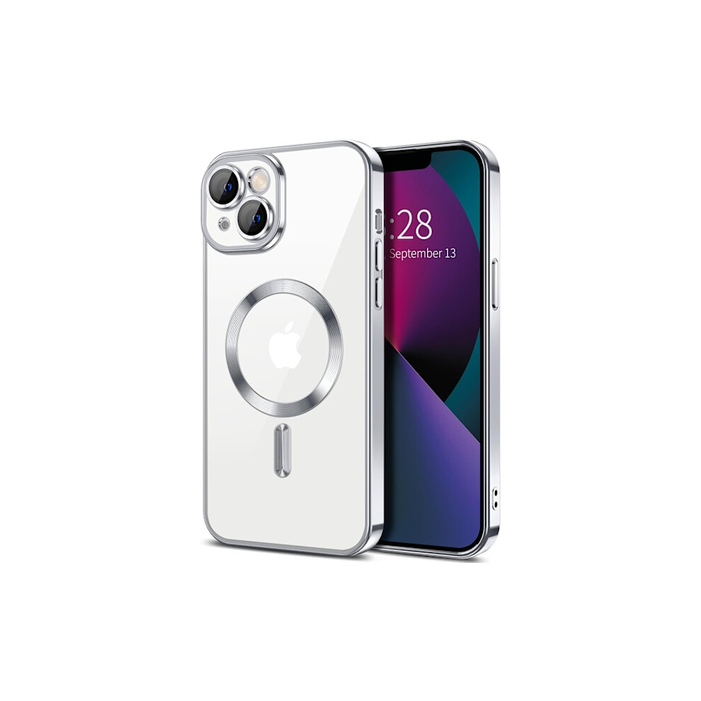 Compatible With Iphone 15 Plus Cover - Metallic Cover With Magnetic Compatibility, Slim Design - Silver 9180479509417