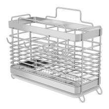 Eease Desktop Or Wall Mounting Chopsticks Holder Hollow Metal Rack Cutlery Drying Stand With Drainage Tray