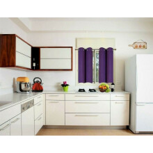 Purple 2-Panel Kitchen Tier Curtain with Silver Grommets, 3-Layer Thermal Insulated Blackout Drape, 30" W x 54" L