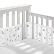 BHXYSGD Breathable Crib Bumper Grey Mesh Crib Bumper for Full Size Crib Breathable Mesh Home Decor