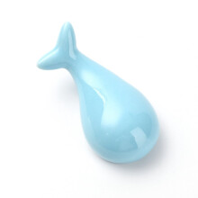 3pc Porcelain Chopstick Rest Dolphin Shaped Light Blue 72x34x21mm Hole: 12~13mm DIY