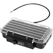 FUYGRCJ Portable 4-Digit Combo Safe Box, Waterproof Travel Storage Case with Removable Wire Rope, Compatible with Hotel, Beach, Car, Home, Office