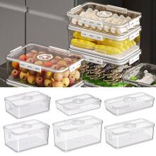 SUSUchens Refrigerator Storage Box, Transparent Airtight Container with Timer & Air Valve, Food Grade, Large Capacity, compatible with dumpling,