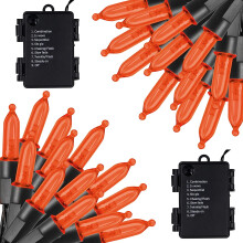2 Pack 50 LED 16FT Battery String Lights, 8 Modes & Timer, Waterproof Xmas Tree Lights for Outdoor Garden Party Decor, Orange