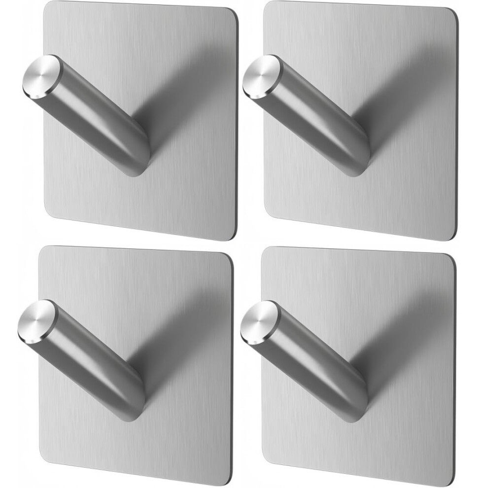 Adhesive Hooks 4 Pack Heavy Duty Stainless Steel Waterproof Nodrill For Bathroom And Kitchen 9053599965688
