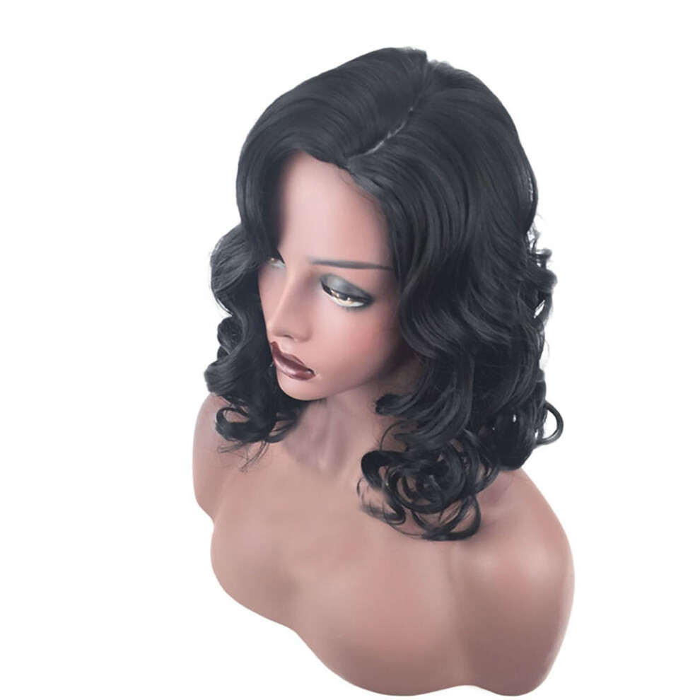 Zenghuiiii Curly Fringe Clips In With High Temperature Fiber Hairpieces Natural Black Loose Wave Synthetic Hair Extensions Bedroom Hair