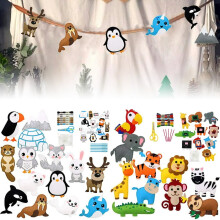 AMERTEER Animals Sewing Craft Kit for Kids, Safari Jungle/Polar Felt Plush Ornaments, Educational DIY Art Craft Toy Gift, Compatible with Sewing