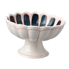 Japanese Ceramic Bowl with Stand, Chrysanthemum Shape, Elegant Serving Dish for Desserts and Fruits