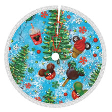Mickey Mouse Christmas Tree Skirts 48" Inch, Winter Holiday Tree Mat, Xmas Tree Skirt For Rustic Christmas Holiday Decorations