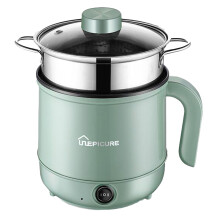 Zeceouar Electric Hot Pot 1.7L with Steam Compartment, 2 Speed Settings, Compact for Dorm/Office/Travel - Compatible with Accessories
