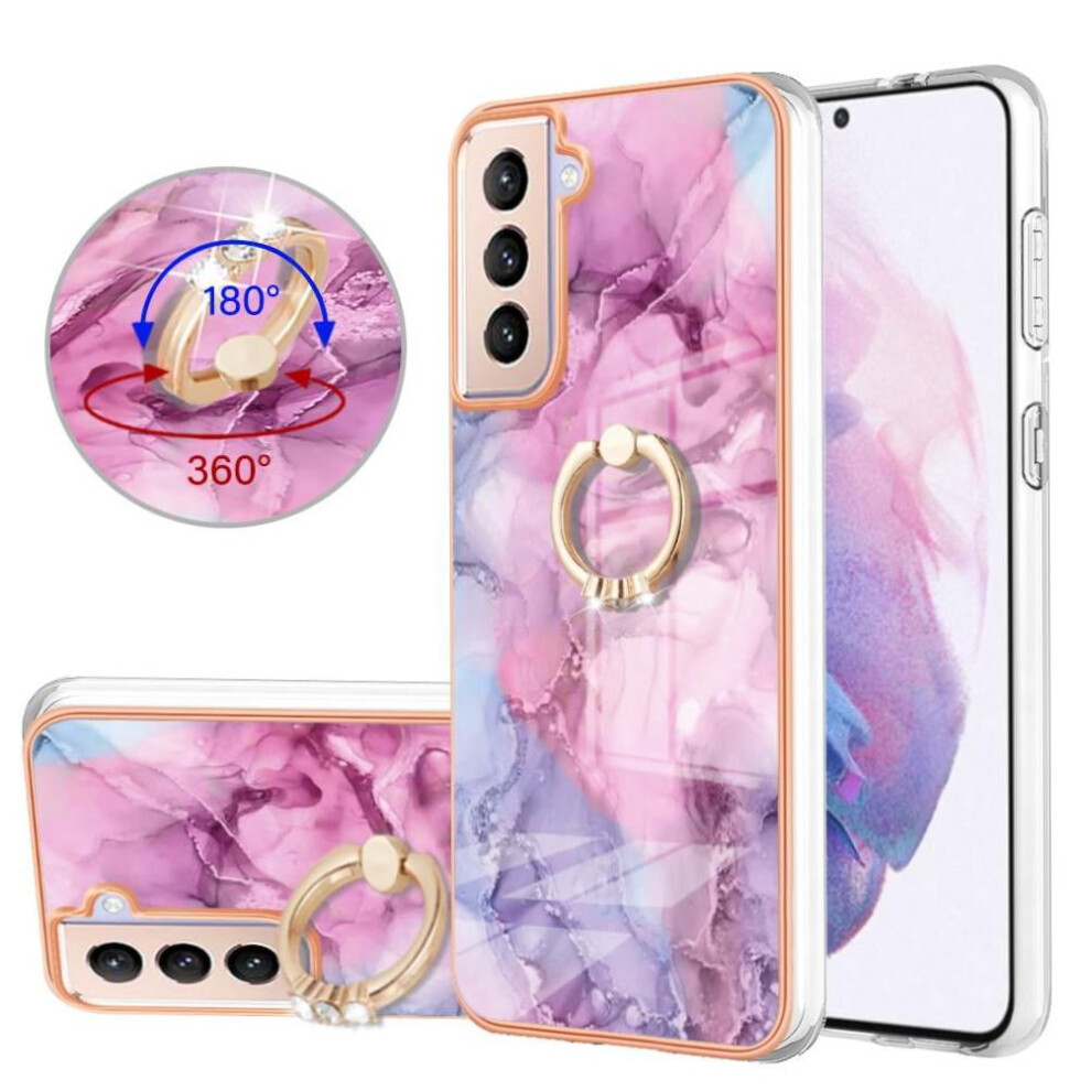 Case For Compatible With Samsung Galaxy S21 Plus 5G Bumper 360 Rotatable Ring Marble Shockproof Tpu Silicone 9557311704581