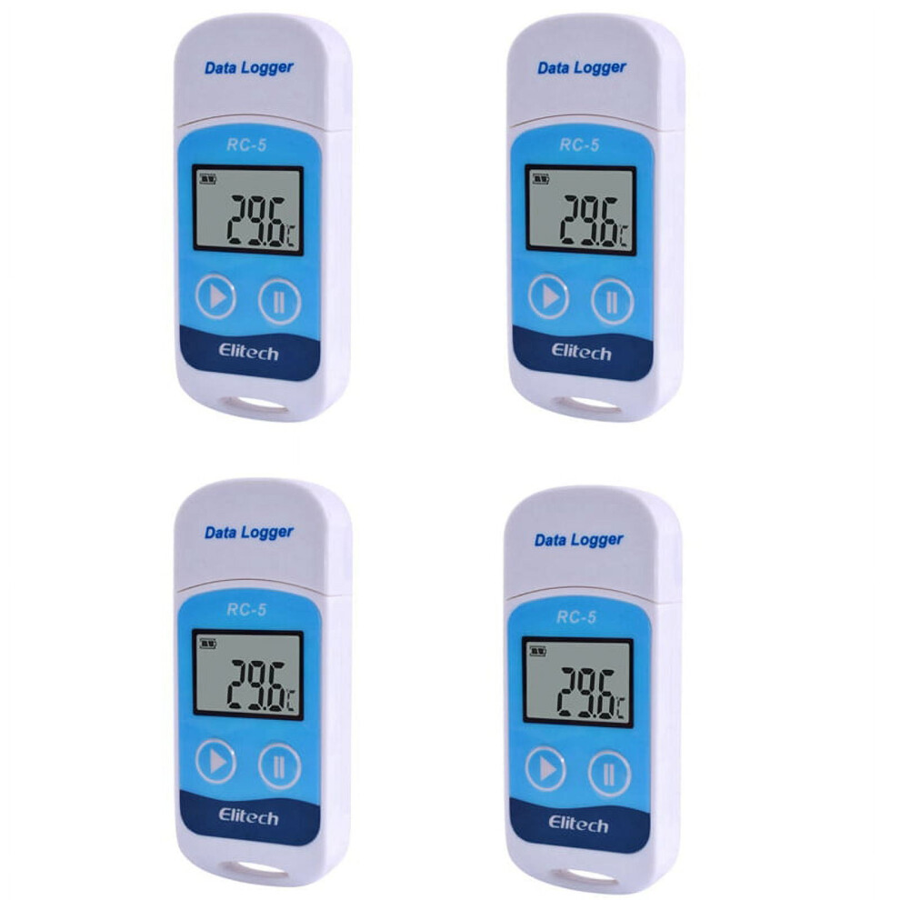 White 4X Rc5 Highprecision Digital Usb Temperature Data Logger For Warehouse Refrigerated Transport Laboratory